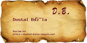Dostal Béla névjegykártya